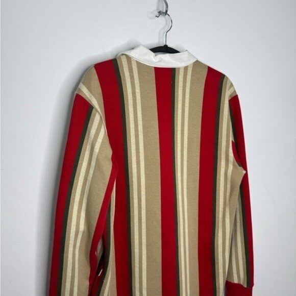 Aime Leon Dore ALD 94 Rugby Polo Long-Sleeve Red Beige Multi Men’s L Slim Fit - Picture 6 of 6